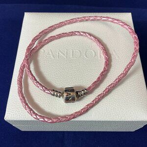 NWOT Pandora 925 Pink Leather Bracelet 13.8" 590705CMP-D